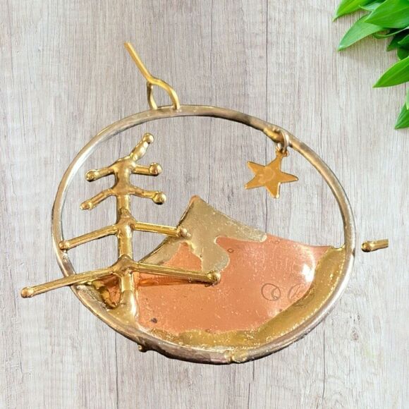 Handmade Copper Earrings Wilderness Trees Mountains - Picture 5 of 10